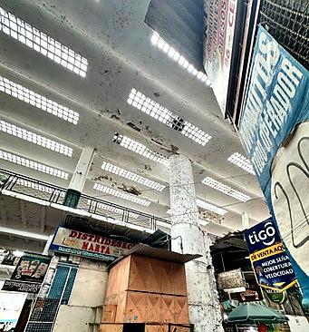 Detalle columna que no pertenece al diseño original y estado de la bobeda