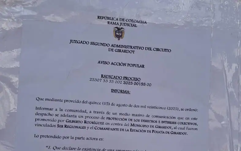 Acción Popular orde recuperar espacio público enGirardot