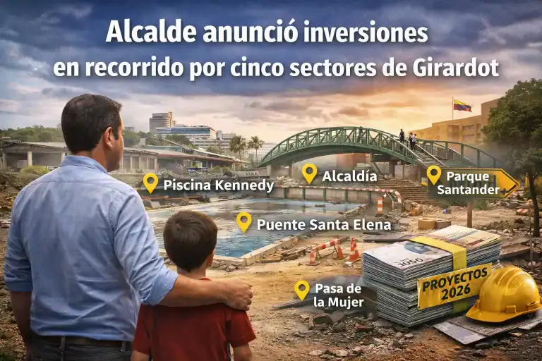 Anuncios de obras en infraestructura realizados por el alcalde de Girardot durante recorridos por la ciudad en 2026
